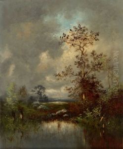 Gewitterlandschaft Mit Weiher by Jules Dupre