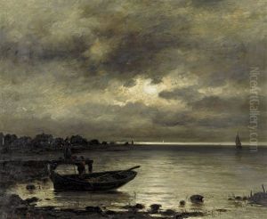 Uferlandschaft Mit Bewolktem Himmel Uferlandschaft Mit Bewolktem Himmel