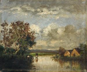Vaches Au Bord D"etang by Jules Dupre