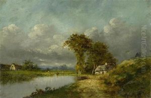 Flusslandschaft Mit Einer Hutte