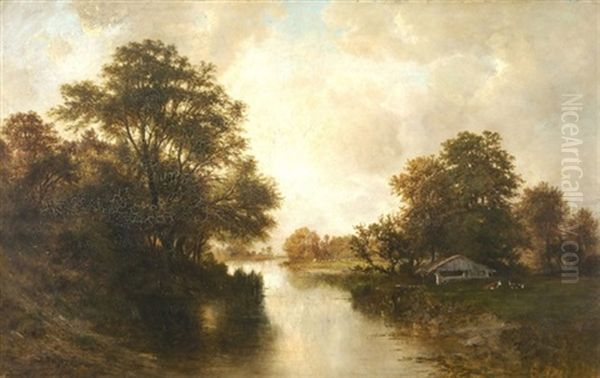 Bachlandschaft Mit Weidenden Kuhen - view 1