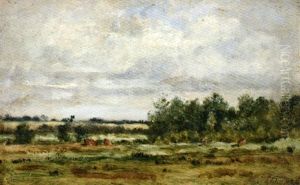 Troupeau En Bord De Riviere by Jules Dupre