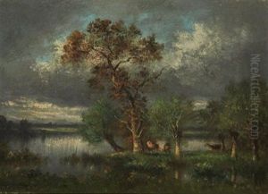 Gewasserlandschaft Mit Kuhen by Jules Dupre