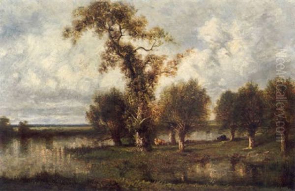 Landschaft Mit Kuhen An Einem Weiher - view 1