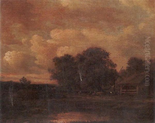 Cattle Near A Barn In A Landscape - view 1