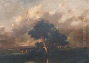 Pastoral Landscape With Figure And River by Jules Dupre