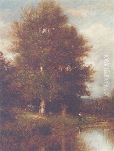 An Angler In A River Landscape - view 1