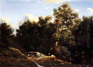 Landschaft Mit Kuhen Am Wasser by Jules Dupre