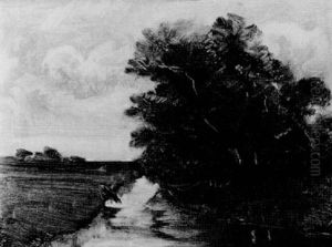 Chene Au Bord De L'eau by Jules Dupre