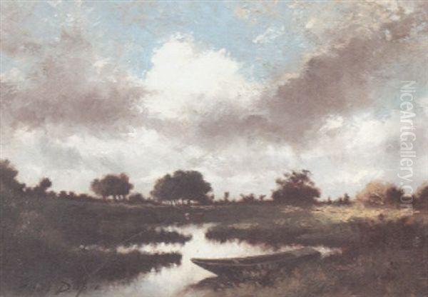 A Landscape After Summer Storms With A Dinghy In A Stream In The Foreground - view 1