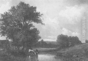 Baumbestandene Landschaft Mit Gewasser by Jules Dupre