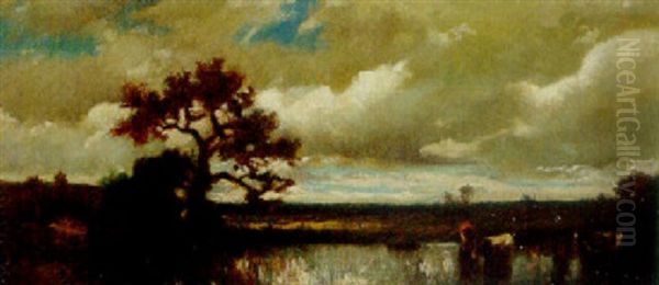 A Wooded Landscape With Cattle - view 1