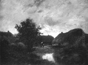 Cottages At Twilight by Jules Dupre