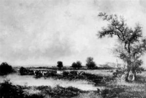 Landschaft Mit Altwasser, Viehherde Und Angler Mit Kahn by Jules Dupre
