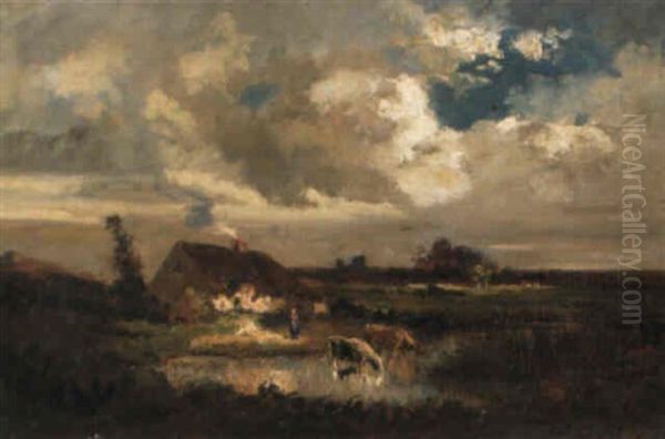Landschaft Mit Kuhen An Der Tranke - view 1