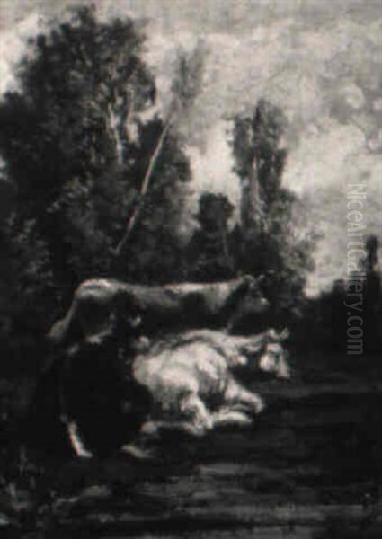Cows In A Summer Landscape - view 1
