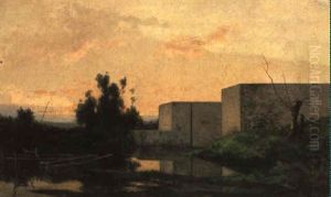 An Der Schleuse Von Optevoz Bei Sonnenuntergang