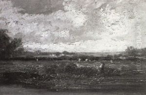 Fluslandschaft Mit Bauer Und Vieh