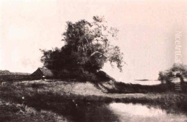 Landscape With Figure By Cottage And Cattle Watering - view 1
