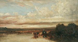 Landscape With Cattle Watering by Jules Dupre