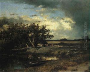 Regenwolken Uber Einer Franzosischen Teichlandschaft by Jules Dupre
