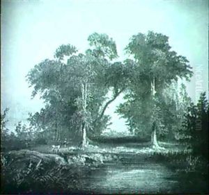 Baumbestandene Sommerlandschaft by Jules Dupre