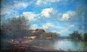 Bord De Riviere Animee by Jules Dupre