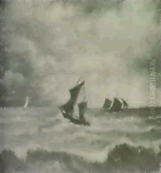 Sailing Vessels Under Cloudy Skies - view 1