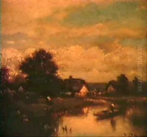 A River Scene by Jules Dupre