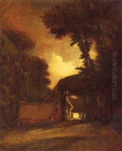 Bauernhaus In Abenddammerung by Jules Dupre