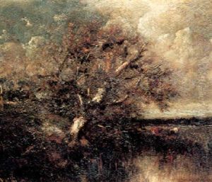 Cattle Watering In A Wooded River Landscape by Jules Dupre