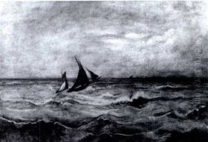 Sailing Ships In Choppy Seas by Jules Dupre