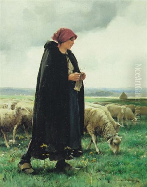 A Shepherdess With Her Flock - view 1