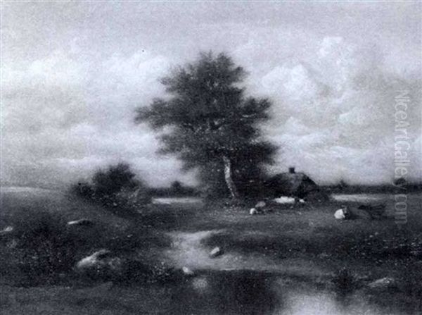 Landscape With Farmhouse By A Pond - view 1