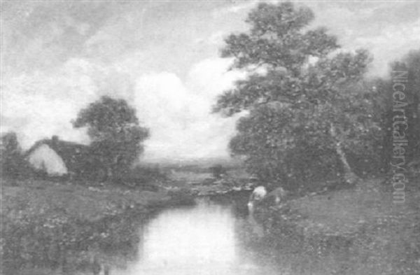 Cattle By A Brook - view 1