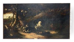 Le Duc De Doudeauville A Cheval, Servant Un Sanglier (after A. Giroux)