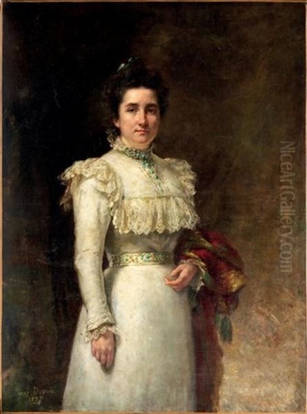 Portrait D'elegante En Robe Blanche - view 1