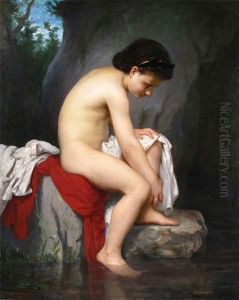 A Girl Bathing In A Pool by Pierre Dupuis
