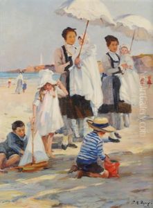 Spielende Kinder Am Strand