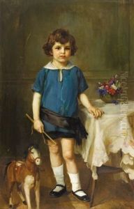Portrait Of A Young Girl With Toy Horse