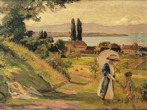 Le Village De Jussy Au Bord Du Lac Leman by Paul Michel Dupuy