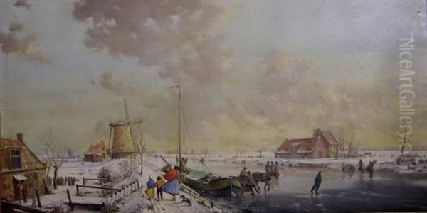Skaters On A Frozen Lake - view 1