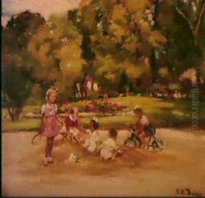 Children Playing In A Sandpit by Paul Michel Dupuy