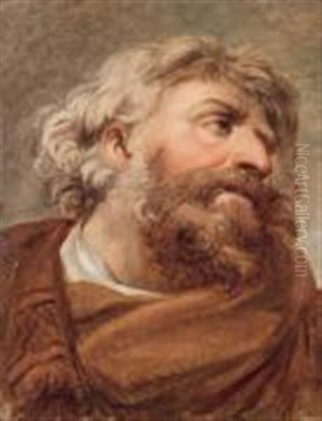 Figure D"homme Barbu Drape D"un Manteau Marron - view 1