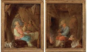 Scene D'auberge (+ Le Fumeur; 2 Works) by Louis Jean-Jacques Durameau