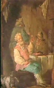 Un Vieil Homme Fumant; Une Scene De Tabagie, Une Paire by Louis Jean-Jacques Durameau