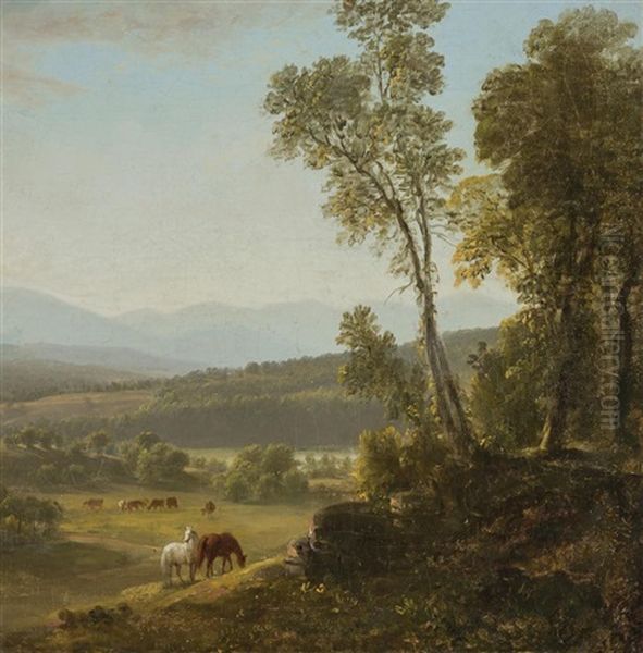 Mountain Landscape With Horses - view 1