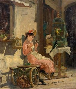 A Woman Playing With Birds