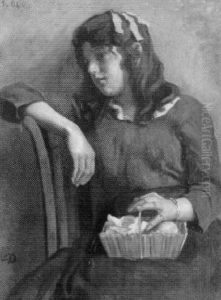 Sitzendes Madchen Mit Handarbeitskorb
