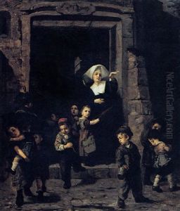 School Children With Nun